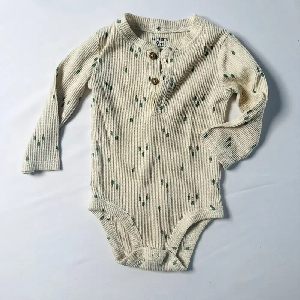 Carter's Baby 2-Piece Tree Print Thermal Bodysuit Pant Set Sz 9m